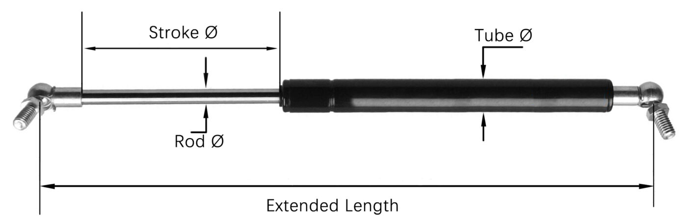 
how to measure gas strut size