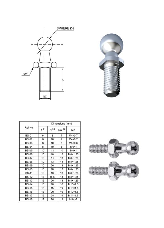 ball studs for gas struts
